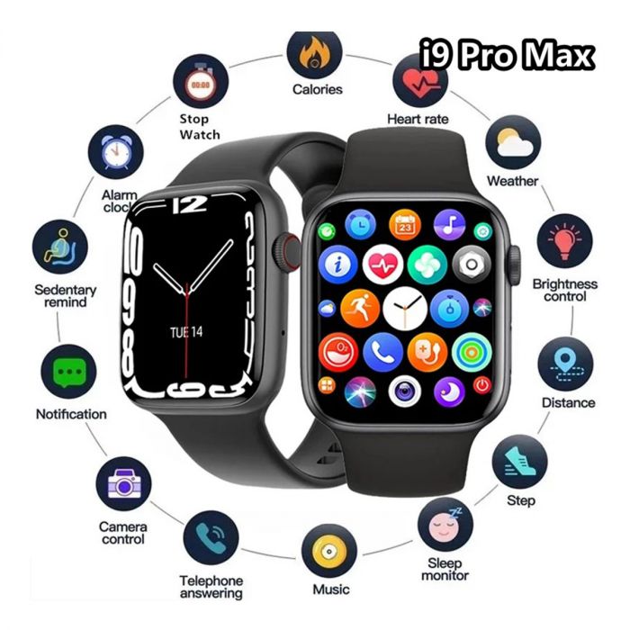 New Original I9 Pro Max SmartWatch for Phone Call Custom Watch Face Sport Waterproof Women Men Wearable - ON INSTALLMENT