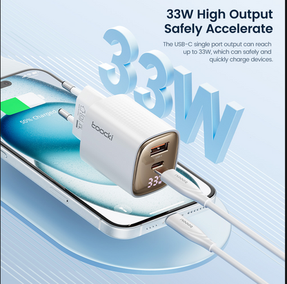 Toocki 33W GaN Quick Charger with Smart Power Display